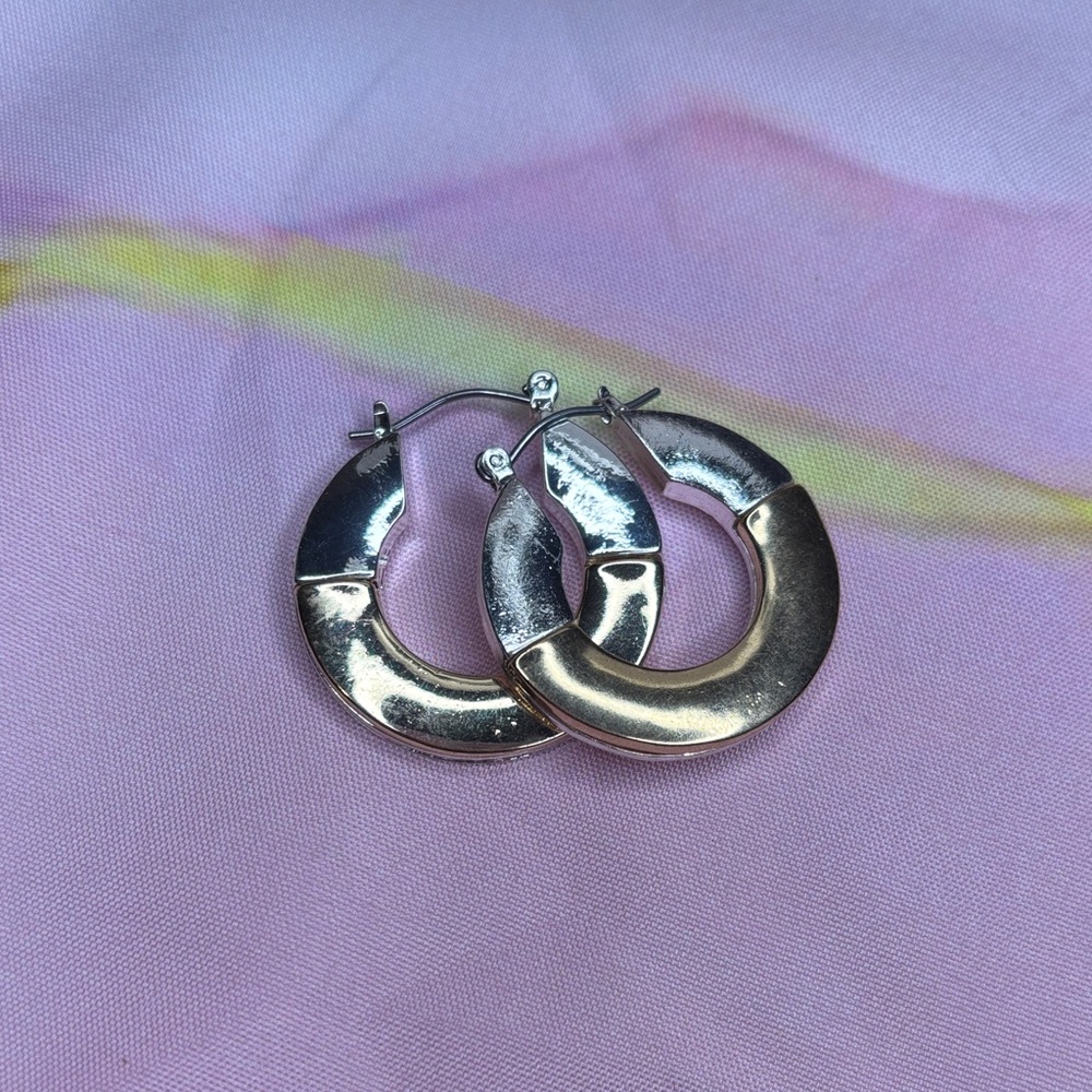 Vintage Silver and Gold Tone Hoop Earrings
